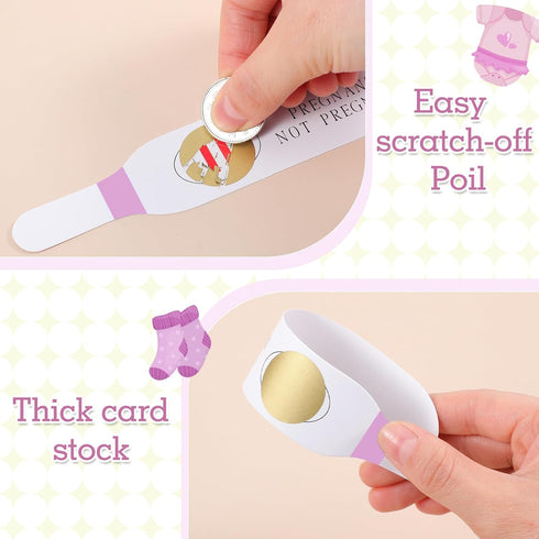 Sinload 80-Piece Scratch-Off Pregnancy Test Game for Baby Showers (Pink)