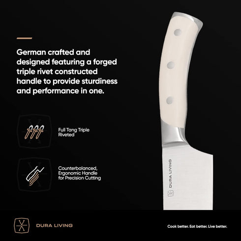 2-Piece Professional Kitchen Knife Set, Ultra Sharp High Carbon German Stainless Steel, Cream