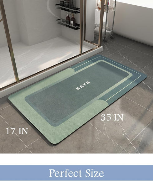 MontVoo Non-Slip Bath Mat, Super Absorbent Stain Resistant Quick Dry Rug, Easy Care 17"x35" Green Bathroom Floor Mat