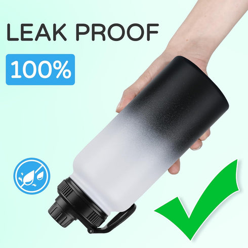 DOMICARE 32 oz Insulated Water Bottle Bulk - Vacuum Insulated Stainless Steel with Straw & Spout Lid