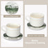 Dksyee 6 Set Pcs Green Ceramic Coasters with Holder Round Cool Drink Best Modern Absorbent Coaster for Coffee Table