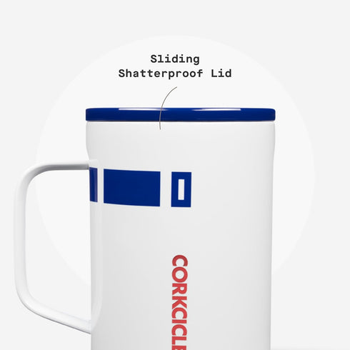 3 16 oz R2-D2 Corkcicle Classic Coffee Mug - Triple Insulated Stainless Steel for Travel - Shatter-Proof Lid - Keeps
