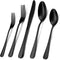 Wildone 20-Piece Black Silverware Set, Stainless Steel Flatware Cutlery Set Service for 4, Includes Knives, Forks,