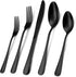Wildone 20-Piece Black Silverware Set, Stainless Steel Flatware Cutlery Set Service for 4, Includes Knives, Forks,