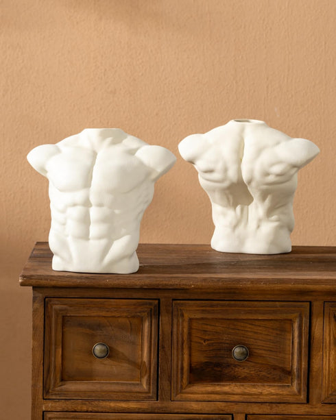 Body Art Vase, Classical Sculpture Statue for Bookshelf Shelf Decoration, Nordic Modern Ceramic Flower Vase for Home