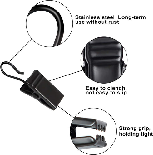 50pcs Awning Light Curtain Clips, Stainless Steel Curtain Clip Hooks for Hanging Tablecloth, Towel Clips