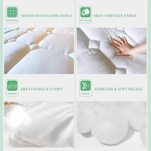 UNILIBRA Twin Size Mattress Pad, Cooling Rayon from Bamboo, Quilted Fitted Protector with Deep Pocket, Ultra Soft