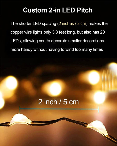 HOBAYS 20 Pack 3.3ft 20 Fairy Lights Battery Operated, LED Mini String Lights Twinkle Lights Copper Wire Firefly Starry