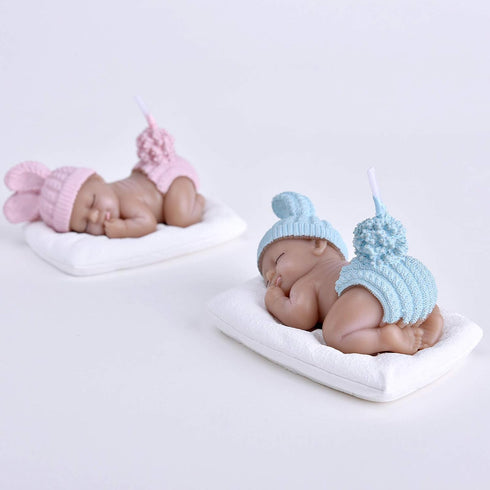 iLikePar Birthday Candle Brown Sleeping Baby Cake Topper Candle for Party, Baby Shower, and Wedding (Blue)