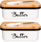 AISBUGUR Butter Dish with Lid for Countertop, White Metal Butter Keeper with Stainless Steel Knife, Kitchen Gift Set of