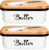 AISBUGUR Butter Dish with Lid for Countertop, White Metal Butter Keeper with Stainless Steel Knife, Kitchen Gift Set of