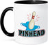 3dRose Funny Pinhead Bowling Sports Design Mug, Two Tone, 11 oz, Black/White