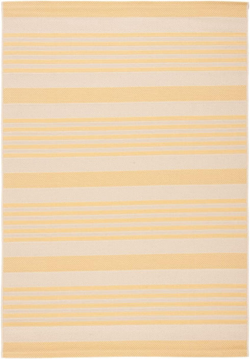 SAFAVIEH Courtyard Collection 2'7" x 5' Gold/Beige CY6062 Stripe Indoor/Outdoor Area Rug - Waterproof Easy-Cleaning