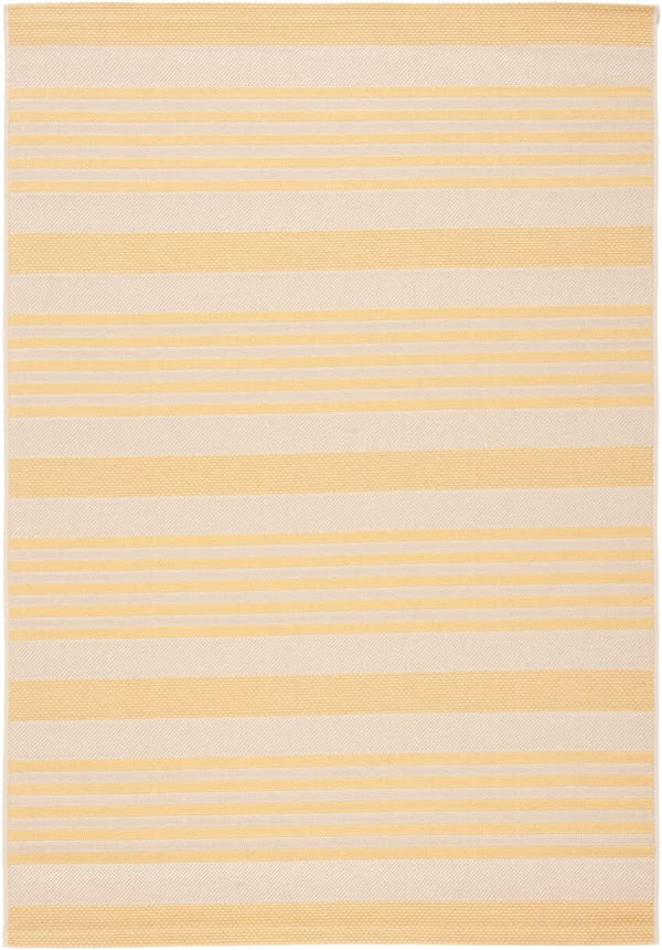SAFAVIEH Courtyard Collection 2'7" x 5' Gold/Beige CY6062 Stripe Indoor/Outdoor Area Rug - Waterproof Easy-Cleaning