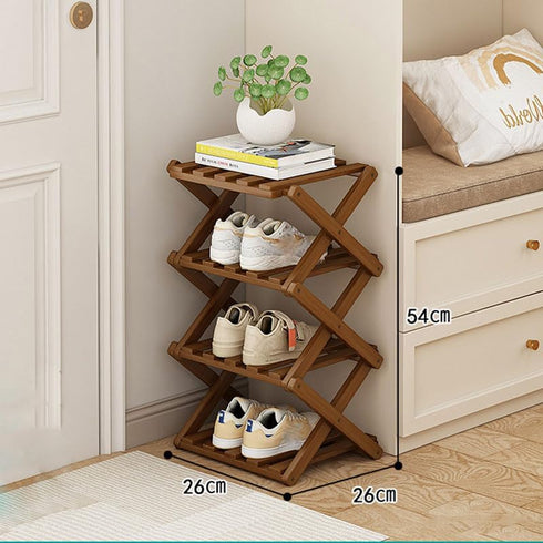 Closet (Tawny-4 YYW Bamboo Shoe Rack for Entryway,Installation-Free and Foldable Vertical Shoe Storage Organizer,Free