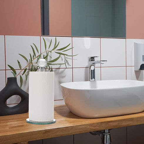 Sumnacon Countertop Countertop Paper Towel Holder,Crystal Free Standing Paper Towel Roll Holder for Bathroom Bling