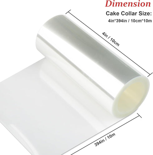 Cake Collar - 4 x 394inch Transparent Acetate Roll, Professional Sheets for Baking and Cake Wrapping