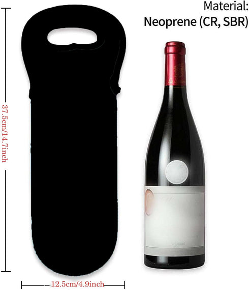 Black Insulated Wine Carrier Tote Bag, for Wine, Beer, and Water Bottles, Travel