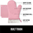 Gorilla Grip Heat and Slip Resistant 4 Piece Silicone Oven Mitt and Trivets Set, Waterproof, Cotton Lined, Pink