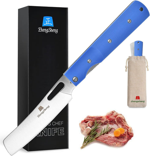 Folding Chef Knife 4.8" Utility Knife with Sharp 440A Stainless Steel Blade and G10 Handle for Outdoor Camping Cooking
