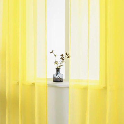 DUALIFE 72 Inches Yellow Curtains for Bedroom, Set of 2 Panels, Grommet Semi Voile Light Filtering Sheer Curtains 52x72