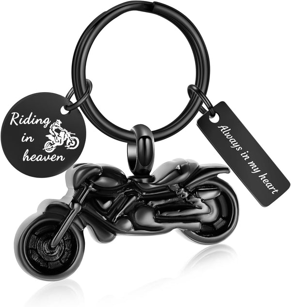 Motorcycle Cremation Urn Keychain for Men's Ashes, Keepsake Urn Jewelry for Motor Ashes