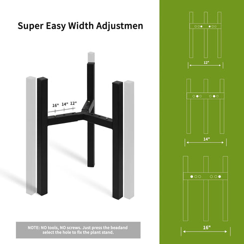12 14 16 inch Plants-1ps IZIDDO Adjustable Plant Stand Indoor, Black Metal Planter Stands Outdoor, Mid Century Modern