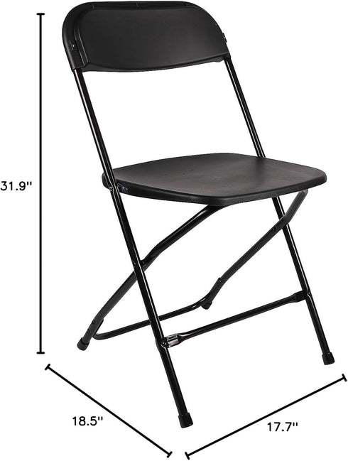 Commercial 650lb Set BTEXPERT Black Plastic Folding Chair Steel Frame High Weight Capacity Event Chair Lightweight