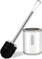 Compact Toilet Brush & Holder, White & Grey, Stainless Steel Handle, Deep Cleaning, Drip-Proof, Easy to Assemble