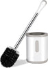 Compact Toilet Brush & Holder, White & Grey, Stainless Steel Handle, Deep Cleaning, Drip-Proof, Easy to Assemble
