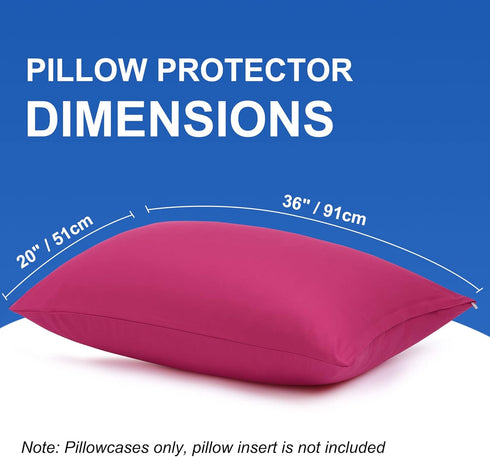 uxcell 2 Pcs Fuchsia Pillowcases – 100% Egyptian Cotton, Breathable Soft Pillow Covers with Zipper Closure, King Size