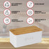 Countertop Culinary Couture White Bread Box for Kitchen with Bamboo Lid - Large BreadBox for Homemade Bread - Storage