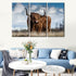 TUMOVO Brown Highland Cow Wall Art | 3 Piece Canvas Prints, 36" Wx24 H, Framed Ready to Hang Decor