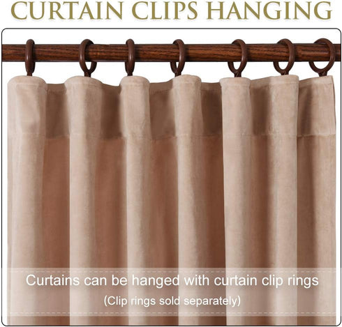 96 inches 2 Dimming W42x L96 StangH Long Beige Blush Velvet Curtains - Panels Light Drapes Farmhouse Decor for Nursery