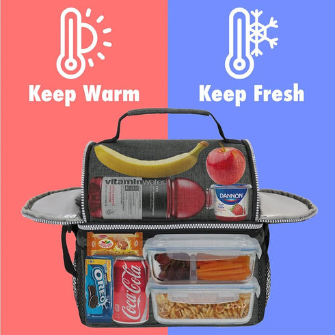 OPUX Lunch Box for Men, Insulated Lunch Bag, Dual Compartment Lunchbox for Work, Leakproof, Dark Gray