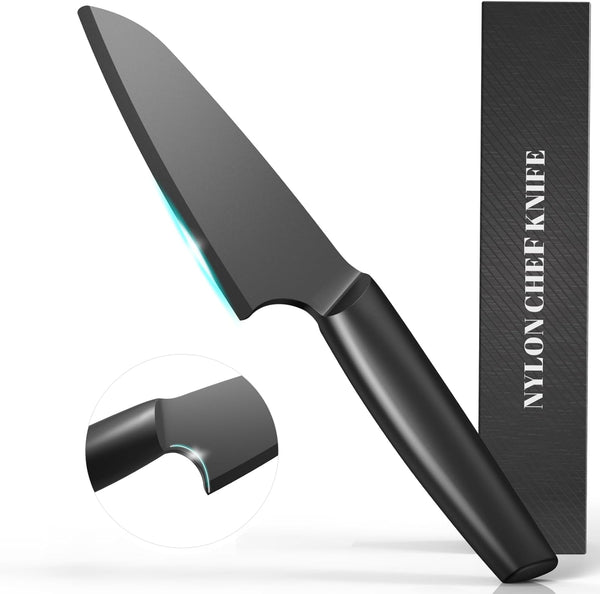 AILUROPODA Nylon Knife for Nonstick Pans, Set for Cutting Fruits, Veggies, and Bread, Black