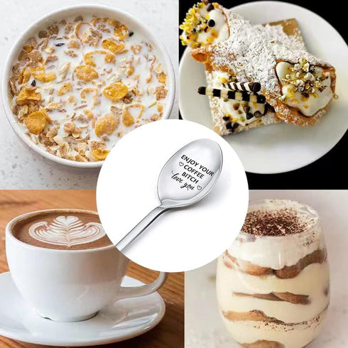 Coffee Spoon Gifts for Husband Wife - Birthday Gift for Bf, Girlfriend, Bestie, Enjoy Your Coffee Love You Spoon
