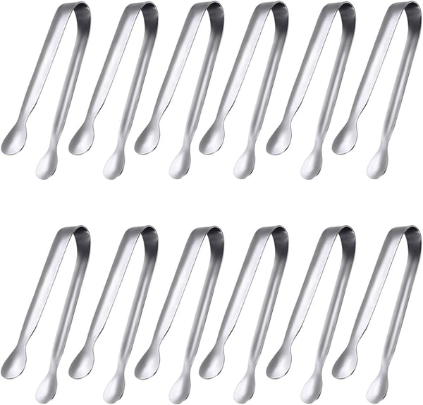 JCREN 12 Pack Serving Tongs, Small Food-Grade 304 Stainless Steel Utensils for Catering & Parties
