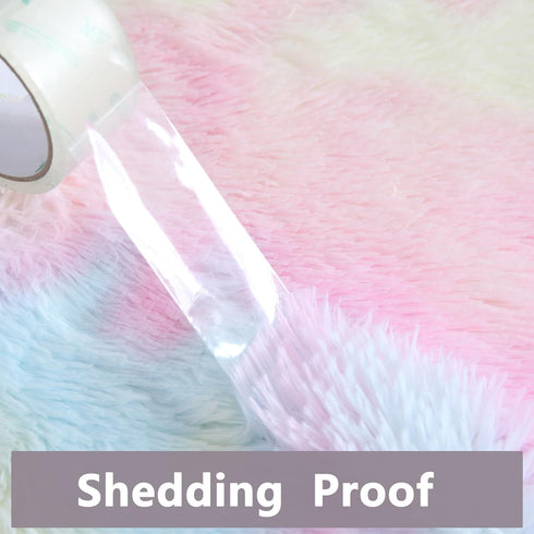 Room,6x9 Fluffy Rainbow Rugs for Girls Bedroom Living Feet Shag Fuzzy Area Rug for Kids Playroom,Pastel Plush Shaggy
