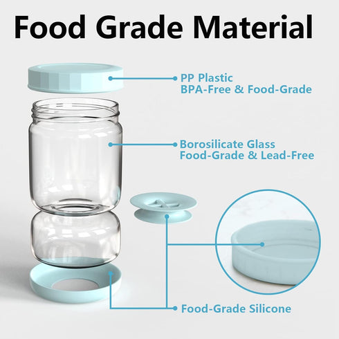 Flip,34oz WhiteRhino Glass Pickle Jar with Strainer Pickle Container,Hourglass Pickle Juice Separator Jar