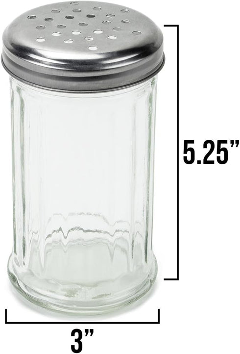 1 Pack 12oz. of Spice & Cheese Shaker|Glass Jar, Metal Lid & Extra Large Holes for Parmesan & Spices by Back of House
