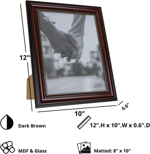 Kiera Grace Classic Traditional Lucy Picture Frame, 8" x 10", Dark Brown