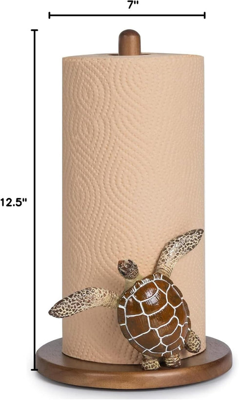 Countertop Turtle Paper Towel Holder - Decorative Paper Towel Holders Wooden Cute Decor Sea Turtle Gifts for Women Wood