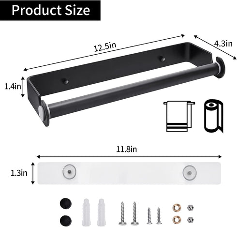 PEDORUBY Under Cabinet Paper Towel Holder, Adhesive or Drill Mount Paper Towel Holder, Wall Mount Paper Towel Holders