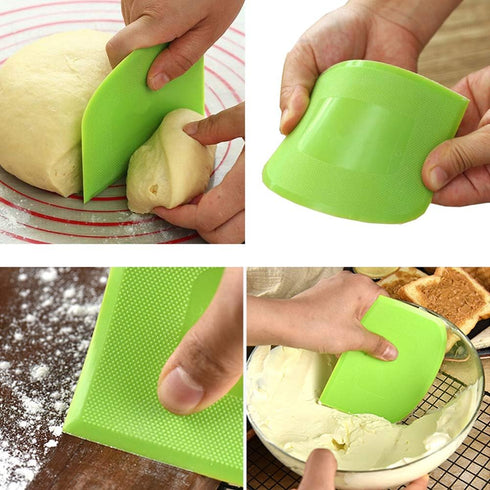 2 Pieces Dough Scraper - Flexible Plastic Bowl Scraper, Food-safe Dough Cutter for Multipurpose Food Scrapping, White,