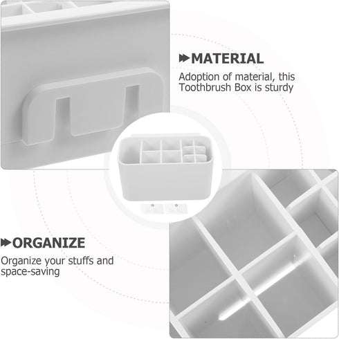 Healifty Wall Mounted Toothbrush Holders for Bathroom - Large Capacity Organizer with 6 Toothbrush Slots