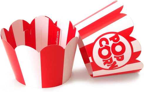 Popcorn Cupcake Wrappers, Red and White Striped, Set of 48 for Circus Party Supplies and Celebrations
