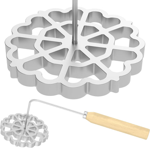 Bunuelos Mold, Aluminum Cookie Maker with Wooden Handle, Detachable Rosette Iron Molds Set for Kitchen Baking