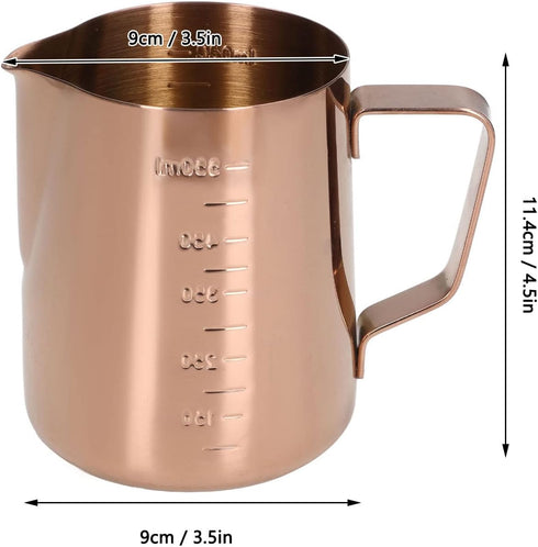 Rose Gold Stainless Steel Milk Frothing Cup, 550ML Pitcher for Coffee Steaming and Latte Art