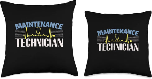Hospital Maintenance Technician Design for HVAC Techs Throw Pillow, 16x16, Multicolor